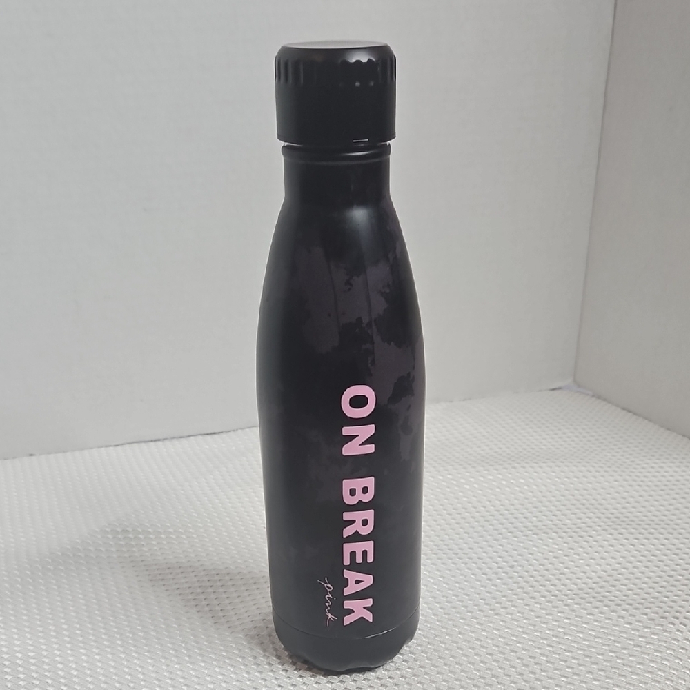 VICTORIA SECRET METAL WATER BOTTLE " ON BREAK " BLACK CAMO